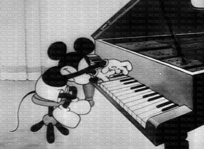 mickey mouse playing piano - 免费动画 GIF
