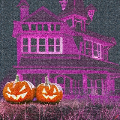 Haunted House & Pumpkins - Free PNG