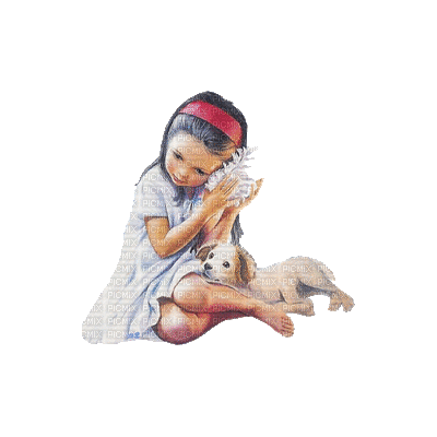 child with dog bp - GIF animado grátis