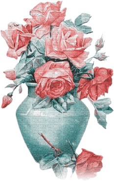 soave deco vase vintage flowers rose - PNG gratuit
