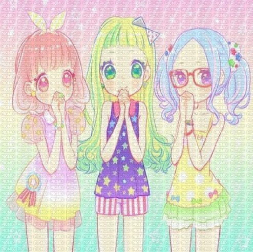 Anime Pastel Rainbow Girls, anime , pastel , rainbow , girls , jpg - Free  PNG - PicMix