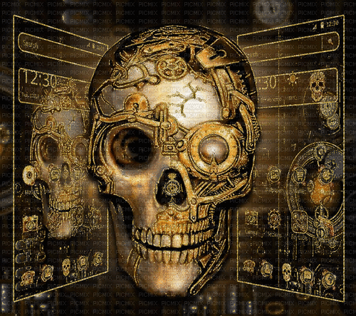 Rena Steampunk Glitter Hintergrund Skull - Gratis geanimeerde GIF