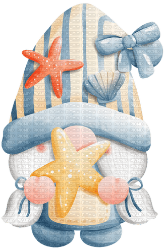 kikkapink summer deco gnome starfish - 無料png