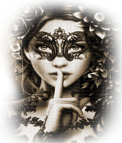 soave woman fantasy face mask sepia - PNG gratuit
