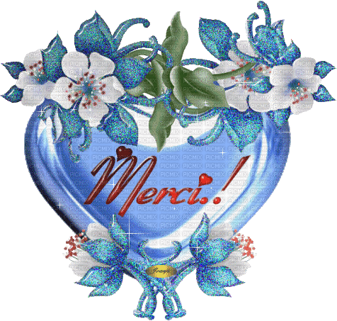 Merci coeur et fleurs - Бесплатный анимированный гифка