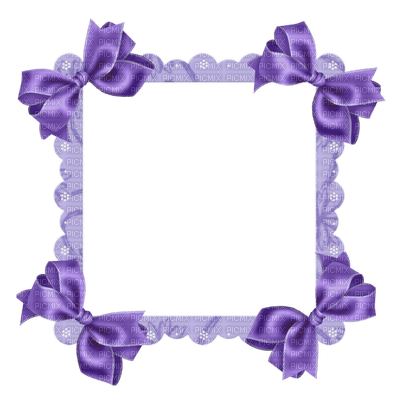 Kaz_Creations Frame Purple Ribbons Bows Colours - Free PNG