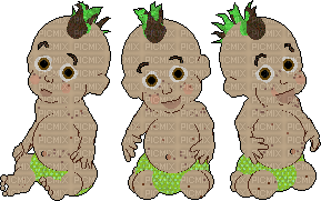 Babyz Triplets with Green Mohawk and Diaper - bezmaksas png