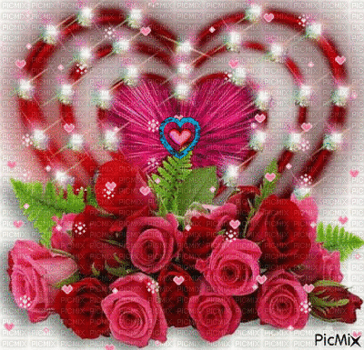corazon de rosas - GIF animate gratis