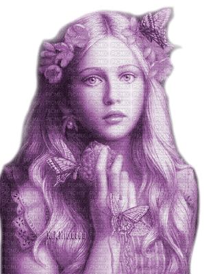 Y.A.M._Art Fantasy woman girl purple - png ฟรี