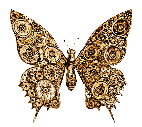 Steampunk.Butterfly.Gold - By KittyKatLuv65 - Free animated GIF