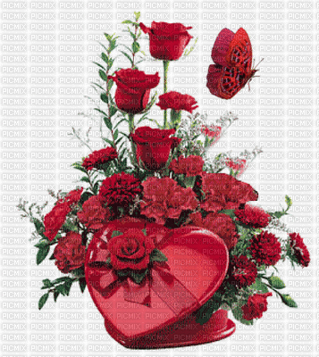 Coeur Roses Rouges Animé - Gratis animeret GIF