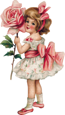 girl enfant child children kind vintage fleur rose tube spring - png gratuito