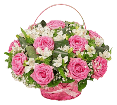 Pink Roses Basket - png ฟรี