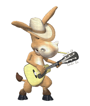 Singing Donkey Playing Guitar - Бесплатный анимированный гифка
