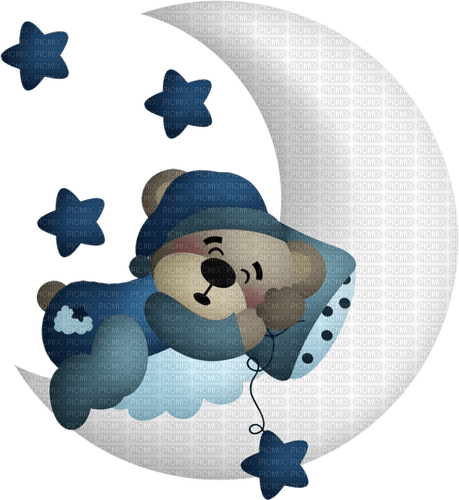 dolceluna blue bear moon sweet night - PNG gratuit