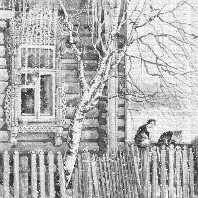 soave background animated winter vintage house cat - Kostenlose animierte GIFs
