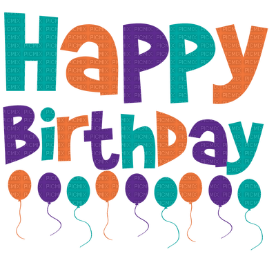 text happy birthday anniversaire geburtstag  colored  tube deco balloon ballons - png gratuito