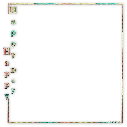 soave frame deco text happy day pink green - PNG gratuit