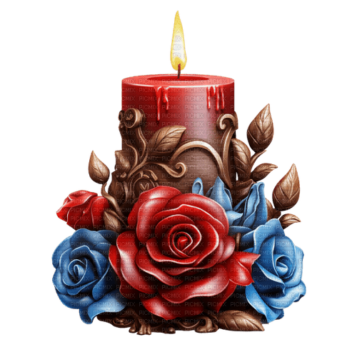 Blue red brown roses candles christmas rox - besplatni png