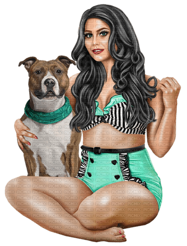 Woman, Summer, bikini, dog. Leila - 無料png