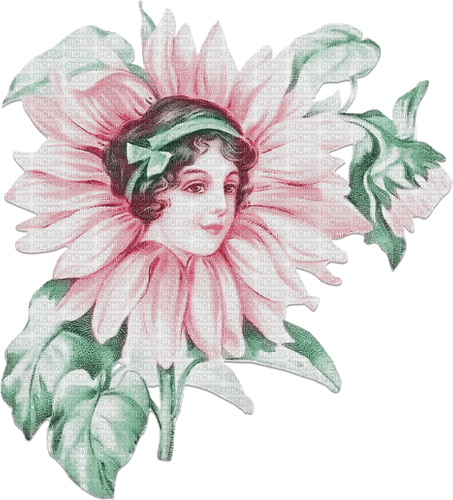soave woman vintage fantasy flowers sunflowers - 無料png