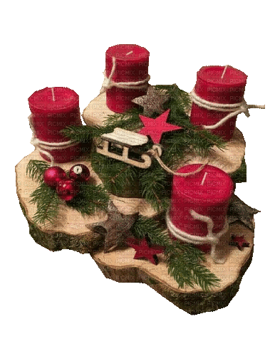 Weihnachtsgesteck, vier Kerzen - Ingyenes animált GIF
