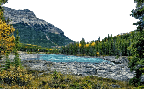 River, Mountains and Vegetation - gratis png