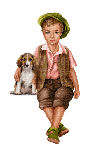 niño perrito vintage  dubravka4 - png gratuito