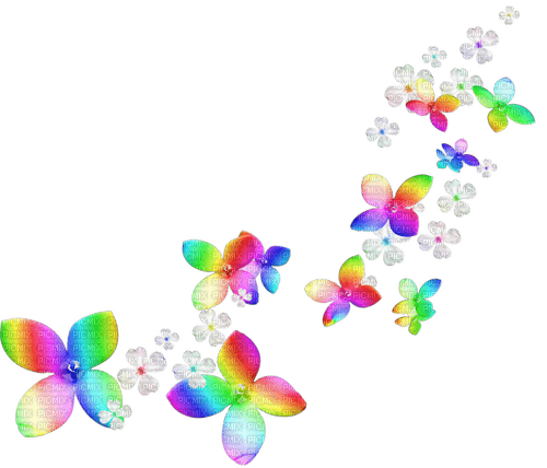 Flowers.White.Rainbow - PNG gratuit