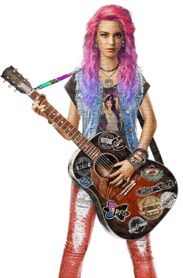 woman with guitar bp - 免费PNG