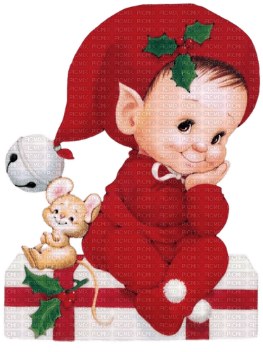 Weihnachten, Junge, Elf, Maus, Geschenk - PNG gratuit