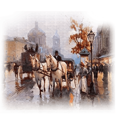 calle coche caballos otoño vintage dubravka4 - PNG gratuit