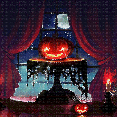 soave background animated halloween pumpkin room - 無料のアニメーション GIF