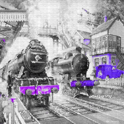 soave background animated vintage train station - Darmowy animowany GIF