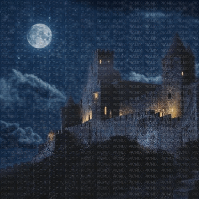 Fantasy Castle at Night - Free animated GIF