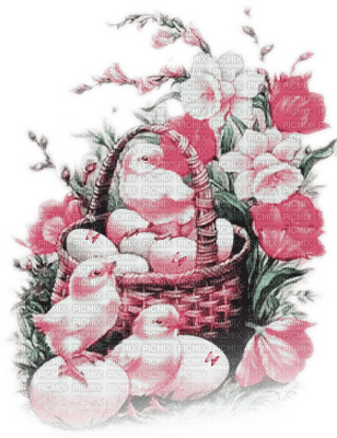 SOAVE EASTER ANIMALS vintage pink green - Free PNG