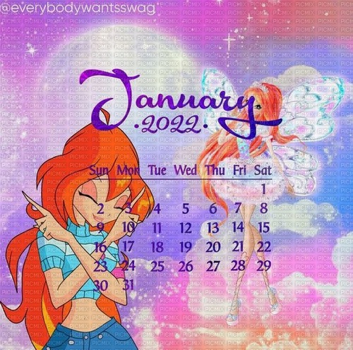 Bloom winx club January calendar - фрее пнг
