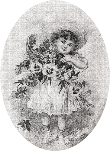 Vintage Girl Fille child enfant Label tag - бесплатно png