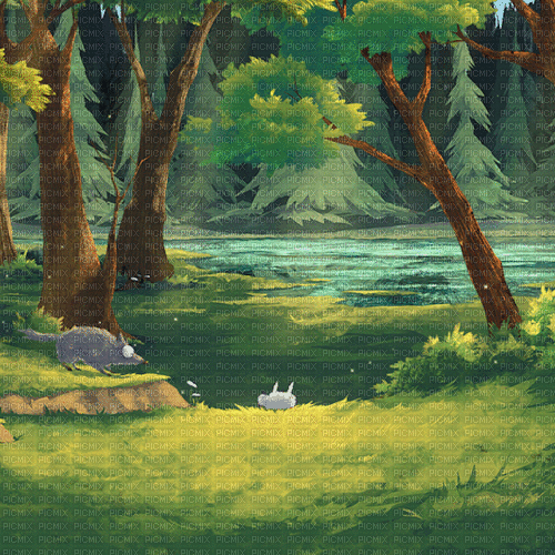 animated forest rabbit trees - Безплатен анимиран GIF