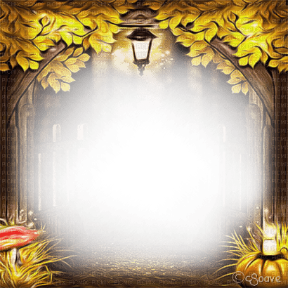 soave frame autumn tree forest halloween pumpkin - 免费PNG