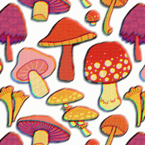 Vintage Mushroom Overlay Glitch - PNG gratuit