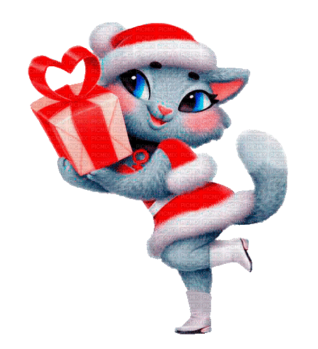 christmas cat by nataliplus - GIF animado gratis