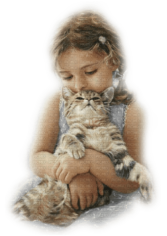 niña i gatito vintage dubravka4 - kostenlos png