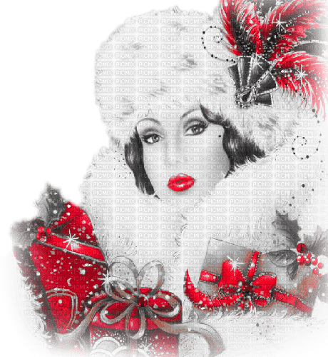 soave woman vintage face christmas winter art deco - PNG gratuit