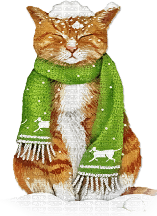 soave cat animals winter christmas deco brown - PNG gratuit