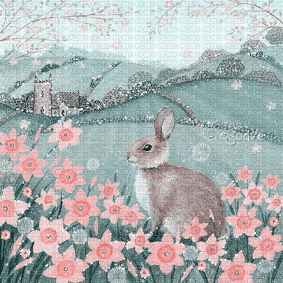 soave background animated  easter  pink teal - GIF animé gratuit