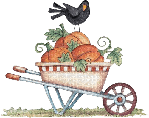 Herbst, Schubkarre, Ernte, Krähe, Harvest - ingyenes png