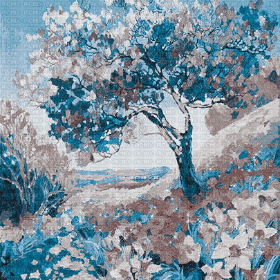 soave background animated painting  blue brown - 免费动画 GIF