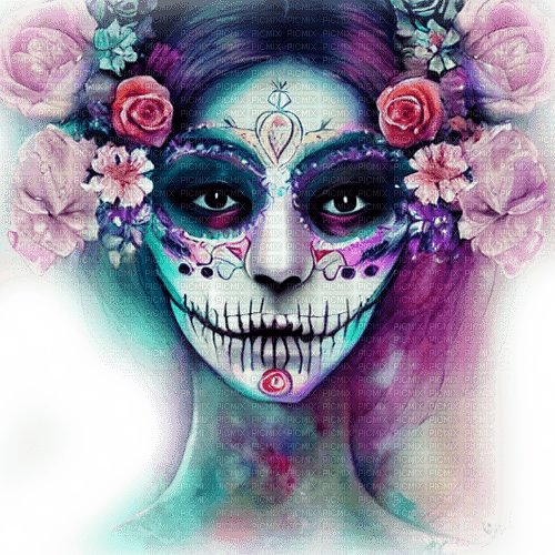 kikkapink gothic portrait skull face woman - PNG gratuit