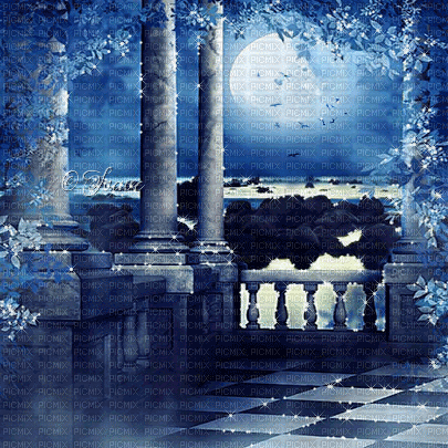 soave background animated gothic terrace blue - Bezmaksas animēts GIF